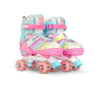 Pattini a 4 ruote per bambini con luci OLSSON Blossom - Taglia regolabile (28-35) tramite pulsante - Cuscinetti ABEC 7 in carbonio - Telaio resistente - Fissaggio regolabile Velcro (32-35)
