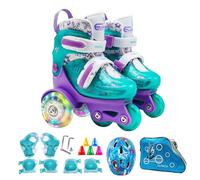 Pattini a rotelle a tre punti, pattini a rotelle regolabili,Pattini a rotelle regolabili, design a tre punti - Scarpe da pattinaggio per ragazze e ragazzi, ruote luminose per 3 anni