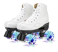 Pattini a rotelle bianchi, pattini a rotelle per bambini, adolescenti e adulti, pattini da donna e da uomo a 4 ruote luminose a LED, pattini paralleli scarpa quad, taglie da 36 a 42 (39)