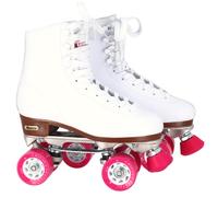 Pattini a rotelle CHICAGO Skates Premium Quad bianchi per ragazze e donne principianti, design classico regolabile con parte superiore alta per p