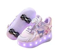 Pattini a rotelle LED per Bambini Carini, Scarpe da Skate Regolabili a Quattro Ruote per Ragazze, Scarpe da Corsa con luci,Viola,34 EU
