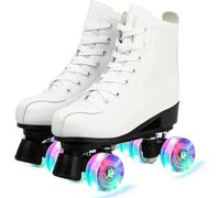 Pattini A Rotelle, Pattini A Rotelle A Doppia Fila 4 Ruote in Gomma Bianca Pattini in Pelle Pu Classica Art-Top Pattini A Rotelle per Interni per Donna, A, 38