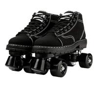 Pattini A Rotelle, Pattini Classici Unisex A Doppia Fila, Stivali Da Pattinaggio Per Interni Ed Esterni Con Ruote In Pelle Scamosciata Nera E Freno, Per Uomini Donne Adulti Adolescenti E Bambini(Color