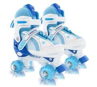 Pattini a rotelle per bambine 4-6, 5-8, 8-12 anni - Pattini regolabili per bambini piccoli, principianti, interni ed esterni (702 blu, L (36-39 EU/240-270 mm)