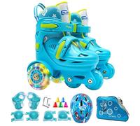 Pattini A Rotelle Per Bambini - 4 Ruote Regolabili 27-34 Con Flash | Set Protettivo Ginocchiere Gomiti Casco Borsa E Ostacoli | Ideali per Bambini Ragazzi Principianti 3-8 Anni