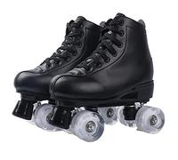 Pattini a Rotelle per Donne e Uomini, Pattini da Pattinaggio Classici a Doppia Fila con Ruote Illuminate a LED, pattini a 4 rotelle Alti in Pelle PU per Principianti Adolescenti Adulti (36,Nero)