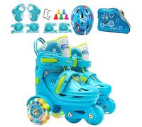 Pattini a rotelle per,Pattini a rotelle per | Pattini a rotelle a tre punti per,Pattini a rotelle con ruote luminose con ginocchiere, gomitiere e copricapo per sala