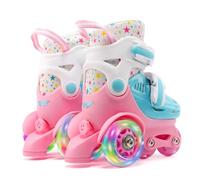 Pattini a rotelle per ragazze - Scarpe da pattinaggio per bambini con guscio in PP ad alta resistenza, design di supporto per bambini, corsa e stabile, dimensioni regolabili per principianti e