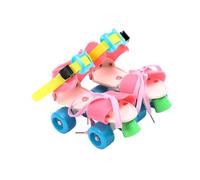 Pattini a rotelle regolabili for bambini, doppia, facili da allenare, 4 ruote, for principianti, ragazzi e ragazze, regalo di compleanno(Colorful Pink)