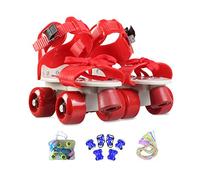 Pattini a Rotelle Regolabili per Bambina,pattini 4 Ruote Bambino con Equipaggiamento Protettivo Regalo di Compleanno del Bambino,Red-(25-36)Code