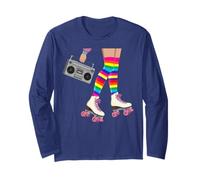 Pattini a rotelle retrò divertenti anni '80 Roller Discoteca Pattinaggio Ragazza Maglia a Manica