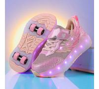 Pattini da pattinaggio a rotelle di moda aggiornati per bambini e adolescenti, con maggiore stabilità, sneaker 2-in-1 rimovibili, scarpe da pattinaggio da strada cool, scarpe sportive luminose per est