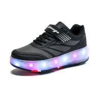 Pattini da Roller, Scarpe con Quattro Ruote per Ragazzi e Ragazze, Unisex, Nero, 34 EU