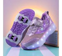 Pattini da rullo alla moda aggiornati per bambini e adolescenti, con maggiore stabilità, scarpe sportive 2-in-1 rimovibili, scarpe da pattinaggio cool da strada, scarpe sportive luminose da esterno, s