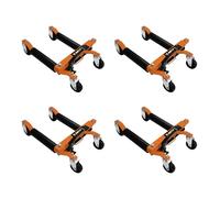 Pattini di Posizionamento Veicolo x 4 Sollevatore Idraulico Carrello Sposta Auto Capacità 680kg Cad. Pedale a Piede Ampiezza Fino a 10” Altezza Sollevamento 12” Rotazione 360°