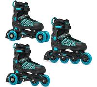RAVEN 3in1 Inline Skates Pattini in linea Triskates Pattini a rotelle per bambini e adulti regolabili (Vella Black/Mint, 33-36 (20-22,5cm))