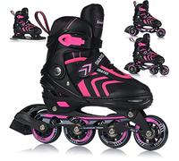 Pattini in linea 4 in 1, pattini in linea, pattini da ghiaccio, regolabili, per bambini e adulti, cuscinetti ABEC7, taglie 29-43 (M (34-38))