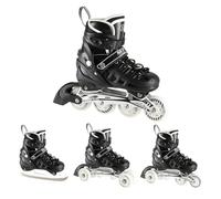 Pattini in linea a LED 4 in 1, con taglia regolabile 31-42, per bambini, ragazzi, adulti, tempo libero (nero, L (39-42)