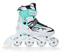 Pattini in linea dimensione regolabile uomo donna bambino profession RAVEN Bianco/Menta, 35-39 (23cm-25,5cm)
