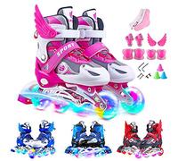 Pattini in Linea per Bambini/Adolescenti con Ruote Illuminanti Pattini a rotelle Traspiranti e Confortevoli Taglia Regolabile Inline Skates
