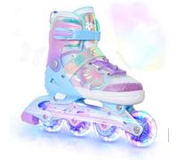 Pattini in linea per bambini per ragazze e ragazzi, con lame viola, per bambini e ragazzi dai 10 ai 11 e 12 anni, con ruote regolabili e illuminate, per sport al chiuso e all'aperto, regalo di