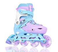 Pattini in linea per bambini regolabili per ragazze con ruote luminose, pattini a rotelle in linea per bambini per giovani bambini principianti all'interno all'aperto (Viola, L)