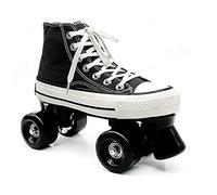 Pattini Quad Professionali per Adulti Pattini A Rotelle A Doppia Fila Scarpe di Tela Unisex per Gli Amanti Ruote Lampeggianti A Due Linee Pattini A Rotelle Classici,Black Not Glow,43