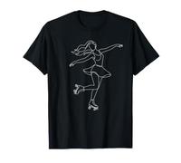 Pattini Roller Skater Girl Line Art Maglietta