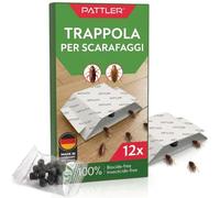 Pattler Trappole Scarafaggi da Interno - 12 Pezzi. Trappole per Blatte Senza Veleno con Colla ad Alta Tenuta per Eliminare gli Scarafaggi in Casa in Modo Sicuro e non Invasivo.