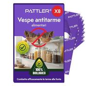 PATTLER® Vespe Antitarme Alimentari - Anti Farfalline del Cibo per Un Controllo Efficace delle Tarme Alimentari. Alternativa a Trappole, Spray e Trappole a Feromoni - 8 BioCard con 4 Consegne