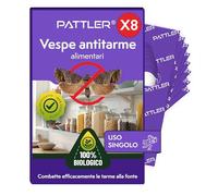 PATTLER® Vespe Antitarme Alimentari - Anti Farfalline del Cibo per Un Controllo Efficace delle Tarme Alimentari. Alternativa a Trappole, Spray e Trappole a Feromoni - 8 BioCard con 1 Consegna