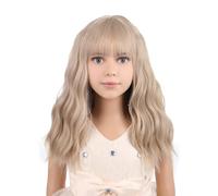 PATTNIUM Parrucca bionda corta per ragazze, ondulata, con frangetta, sintetica, per cosplay, feste di Halloween e costumi (biondo biondo).