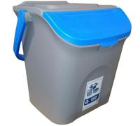 Pattumiera 28L per la racolta differenziata blu con etichetta rifiuti carta secchio contenitore con manico e coperchio sovrapponibile chiusura antirandaggismo cucina casa locali commerciali