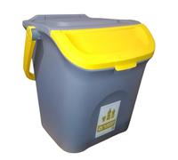 Pattumiera 28L per la racolta differenziata giallo con etichetta rifiuti vetro secchio contenitore con manico e coperchio sovrapponibile chiusura antirandaggismo cucina casa locali commerciali