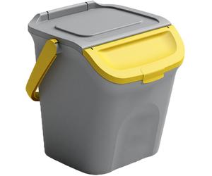 Pattumiera 28L Stefanplast secchio con manico e coperchio giallo sovrapponibile