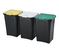 Pattumiera a 3 scomparti per raccolta differenziata Tontarelli 45 l nero Nero