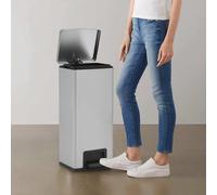 vidaXL Pattumiera a Pedale Anti-Impronte 30 L Argento in Acciaio Inox