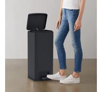 vidaXL Pattumiera a Pedale Anti-Impronte 30 L Nera in Acciaio Inox