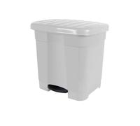Pattumiera a Pedale per Riciclare con Due Scomparti Bianco, 46 Litri, 45 x 41 x 47 cm