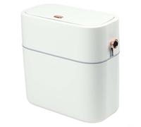 Pattumiera a pedale senza contatto con chiusura automatica, 10 l, con coperchio, a prova di odore, funzionamento a pedale, per bagno, soggiorno, crema (10 l, bianco)