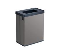 Pattumiera Alta 54L Interno Esterno Keter Verto Recycle 43,5x26,5x68,7 cm con Bordo Copri Sacco in Plastica Grigio Perla