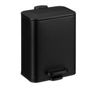 Relaxdays Pattumiera Bagno a Pedale 5 L, Cestino Secchio Interno Rimovibile e Coperchio Ammortizzato, Ferro Opaco, Nero