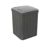 Pattumiera Bagno con Coperchio Ribaltabile, capacità 10L, Colore Antracite in Polipropilene, Senza BPA, Effetto Legno, Linea Buzz (Antracite)