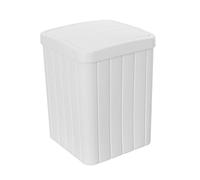 Pattumiera Bagno con Coperchio Ribaltabile, capacità 10L, Colore Bianco in Polipropilene, Senza BPA, Effetto Legno, Linea Buzz (Bianco)