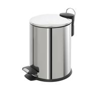 Pattumiera bagno in acciaio cromato con pedale e coperchio slim 3 lt