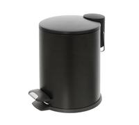 Pattumiera bagno in acciaio nero con pedale e coperchio slim 3 lt