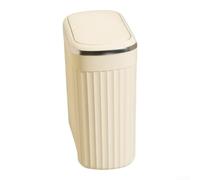 Pattumiera Bagno Stretta 5L Coperchio Pressione Anti-Odore | Chiusura a pressione, per efficace, design ovale elegante, per ideale per bagni piccoli(white)