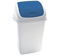 PATTUMIERA BIANCA CON COPERCHIO/SPORTELLO DI COLORE BLU BASCULANTE 50 LT