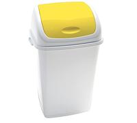 PATTUMIERA BIANCA CON COPERCHIO/SPORTELLO DI COLORE GIALLO BASCULANTE 50 LT