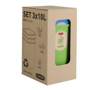 CURVER Eco Friendly Set di 3 Contenitori Raccolta Differenziata Sistema di Separazione dei Rifiuti Colori e Etichette Speciali(3 x 9 L)